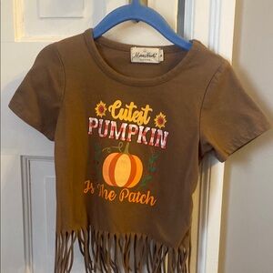 Marie Nicole Brown Fringe Pumpkin Tee & Bell Bottom Pants SET Size S (2-3yrs)